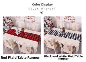 Detailed comparison of red-black and black-white buffalo check Christmas table runners