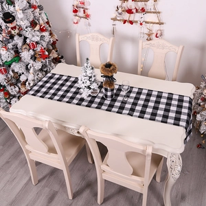 Classic black and white buffalo plaid table runner for Christmas holiday home decor