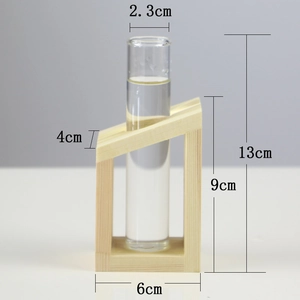 Detailed size specifications for Nordic test tube glass vase with wooden stand support