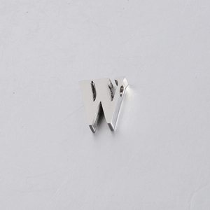 Polished 10mm silver stainless steel letter W charm for DIY jewelry making projects