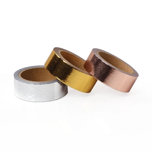 Three-pack washi tape rolls in metallic gold, silver, and rose gold for DIY crafts