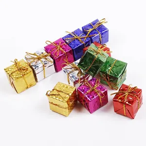 Colorful laser foam mini gift box ornaments for Christmas tree and party decoration