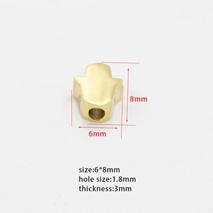 Golden Hamsa Hand beads for DIY jewelry with 6x8mm dimensions and 1.8mm hole size