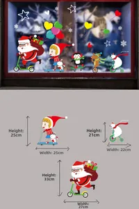 Detailed size chart for Christmas window decals featuring Santa Claus and Polar Bear icons