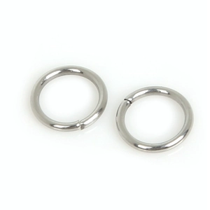 Pair of polished silver stainless steel open jump rings for DIY jewelry making