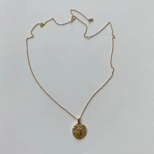 925 sterling silver gold necklace with vintage round portrait relief pendant