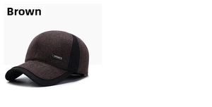Detail of wool blend baseball cap in brown and black with Sport tag for autumn winter