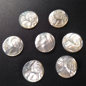 Natural Mother Of Artificial Pearl Angel Relief Round Shell Pendant Cameo Charm For DIY Necklace Bracelet Making Accessories