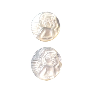 Natural white mother of pearl shell angel relief charms for DIY jewelry making pendants