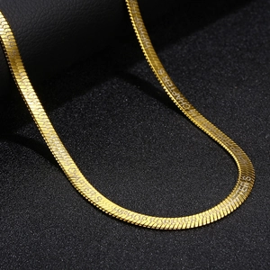 Golden titanium snake chain necklace with CHAPTER'S engraving on black leather