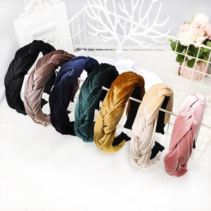 Handmade braided velvet headbands in multiple colors with non-slip lining