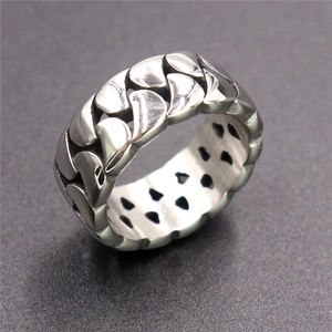 Stainless Steel Ring Wide Band Woven Pattern Interlocking Scale Texture Vintage Retro Punk Gothic Style Jewelry Unisex