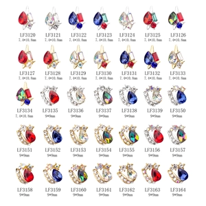 Mix of elegant red and blue rhinestone alloy nail jewelry in teardrop and star shapes