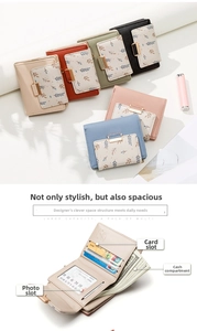 Detailed interior of a short PU leather floral wallet with multiple card slots and cash pocket