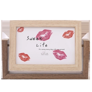 Nordic vintage 360-degree rotating wooden photo frame for 4x6 inch pictures