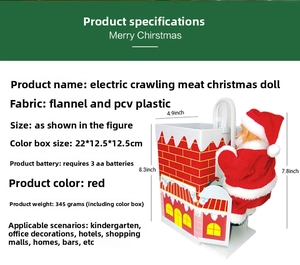 Detailed dimensions and battery specifications for the climbing Santa Claus electric toy