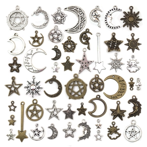 Vintage Alloy Celestial Charms Jewelry Making Moon Star Sun Magic Wand Pendants DIY Necklace Bracelet Earrings Accessories