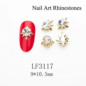Detail of AB crystal satellite stones nail art charms with golden star base 9x10.5mm