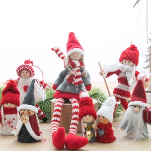 Christmas wool felt doll hanging ornaments featuring Santa, angels and skiers
