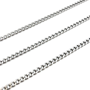 Classic silver stainless steel curb chain links for DIY jewelry necklaces and bracelets