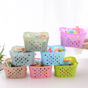 Lot de 30 pinces à linge en plastique avec panier de rangement aux couleurs macaron