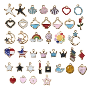 DIY Alloy Enamel Pendants Colorful Heart Star Flower Shape Charms For Necklace Bracelet Jewelry Making Handmade Craft Supplies