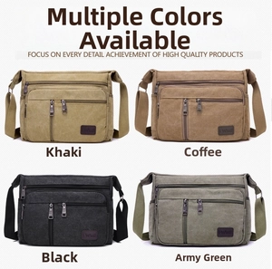 Detailed comparison of canvas crossbody bags in Khaki, Coffee, Black, and Army Green