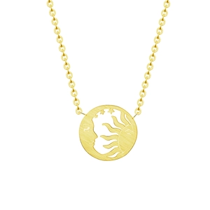 18k gold plated sun and moon tarot pendant necklace featuring hollow stars and O-chain