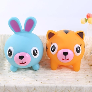 Creative animal squeeze toys featuring a blue rabbit and orange tiger for stress relief