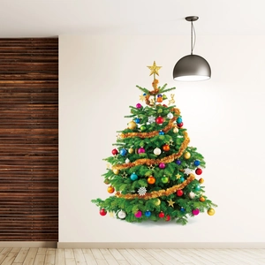 Christmas Tree Wall Sticker PVC Waterproof Removable Festive Window Glass Decal For Living Room Home Holiday Decor