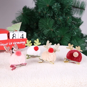 Fermagli per capelli natalizi in peluche con corna glitterate in quattro colori