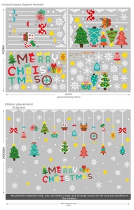 Detailed Christmas window stickers set with tree and elk decals measuring 83x125cm