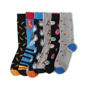 Lot de 6 paires de chaussettes mi-hautes avec divers motifs d'animaux amusants