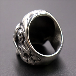 Gothic skull ring for men and women in vintage silver stainless steel finish