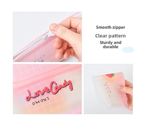 Detail of pink plaid pencil case showing smooth white zipper and soft texture