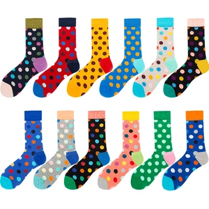 Lot de 12 paires de chaussettes à pois colorées en mélange de coton pour hommes