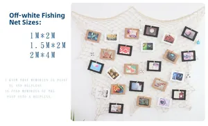 Filet de pêche décoratif avec cadres photo colorés et coquillages, disponible en 3 tailles
