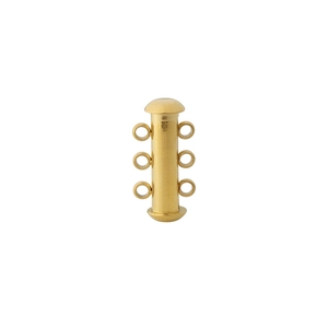 Macro shot of three-strand gold-plated stainless steel magnetic slide clasp for necklaces