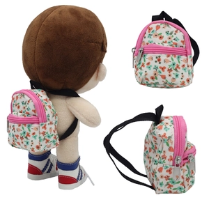 Floral doll backpack with pink zipper for 1/6 BJD and Labubu plush dolls