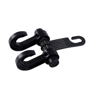 Universal dual head black plastic car seat back hook with adjustable rotating structure
