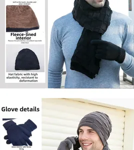 Detailed view of the 3-piece knit set featuring warm fleece lining and textured patterns.