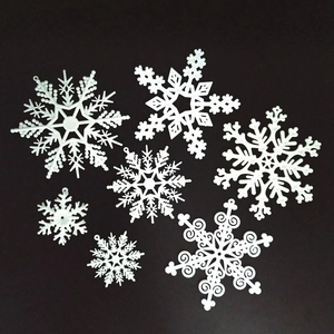 Christmas Snowflake Ornaments Plastic Hollow Hanging Decoration For Xmas Tree Winter Holiday Party DIY Craft