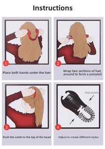 Step-by-step tutorial for using the adjustable black ponytail holder hair styling tool