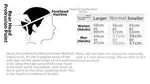 Detailed measurement guide and head circumference size chart for wool baseball caps