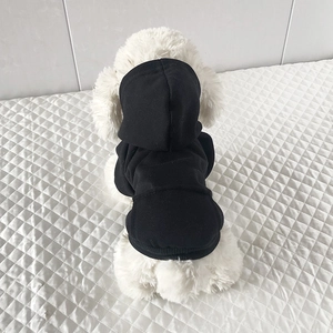 Black hooded dog hoodie for pets, premium cotton fabric shown in a back view on a dog
