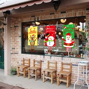 Weihnachtsbanner-Set mit gelben Rentieren, roten Schneemännern und grünen Weihnachtsmann-Motiven