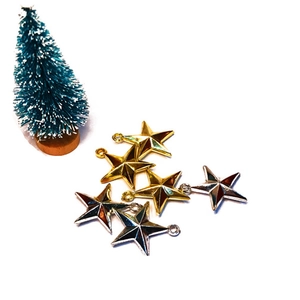 Golden and silver metal five-point star ornaments for Christmas tree and DIY crafts