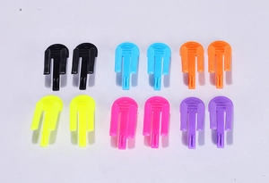 Set of 12 colorful plastic clips for fixing garbage bags on waste bins in six bright colors