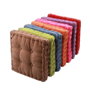 Thick corduroy square chair cushions in multiple colors with nine-hole tufted design
