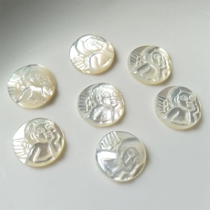 Natural white mother of pearl angel relief pendant for DIY jewelry making charm